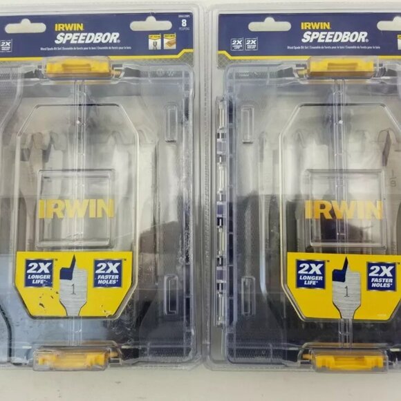 2 of IRWIN IWAX128PC SPEEDBOR 8-Piece Assorted Woodboring Spade Drill Bit Set - Picture 1 of 3